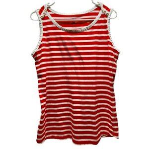 Riders By Lee Tank Top Women's Large Red White Stripe Cotton Blend Easy Care GUC